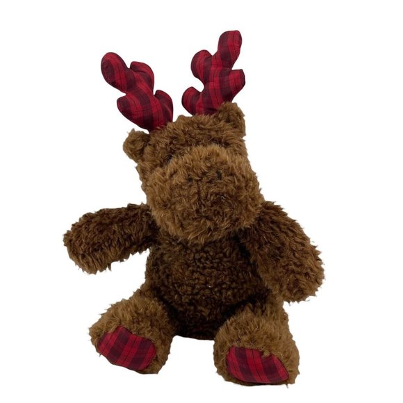 Bath & Body Works Brown Reindeer 12” Plush Christmas Red Plaid Stuffed Animal - Picture 1 of 7